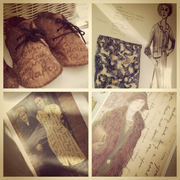 Artwork by Textile Artist, Maria Walker in Collaboration with Poet, Angela Topping. Image taken at Textile Stories Study Day at University of Chester.