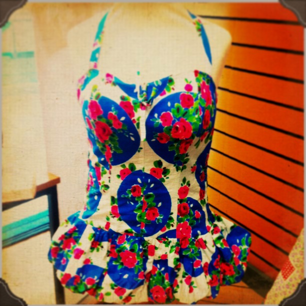 1950s skirted swimsuit, Walsall Museum.