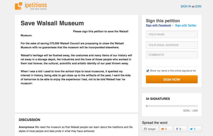 Save Walsall Museum Petition
